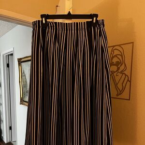 J. Crew Black and White Striped A-Line Midi Skirt
